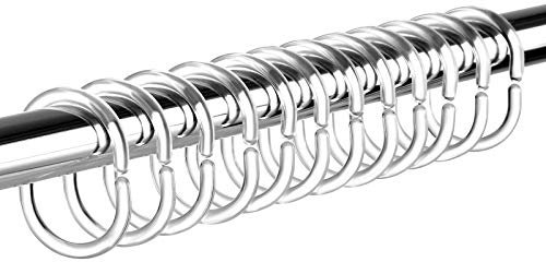 LIHAO 24x Duschringe Aufhänger Transparent Duschvorhangringe Kunststoff Ringe C für Duschstange