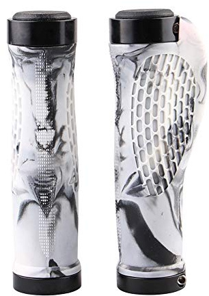 VOANZO Bike Handlebar Grips, 2 Sides Locking, TPR Rubber Anti-Slip Bicycle Handle Grip, Bike Grips Fits BMX/Mountain/Downhill/Urban Bicycles - White