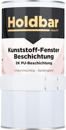 Holdbar Kunststoff-Fenster Beschichtung weiß (Weißeste Farbe) 1 Kg - Kunststofffenster Streichen - 2-Komponenten-PU - Kunststofffenster Farben - Haftet direkt auf Kunstoff