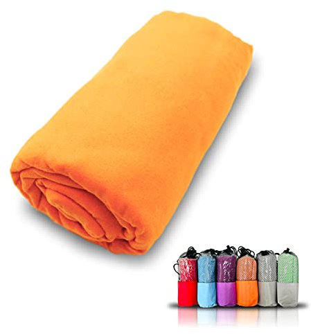 Meishida Toalla de Microfibra Secado Super Rápido, Toalla para Deporte Gimnasio, De Viaje y a la Playa, Absorbente y Ultraligera (Naranja, 60 x 120 cm)