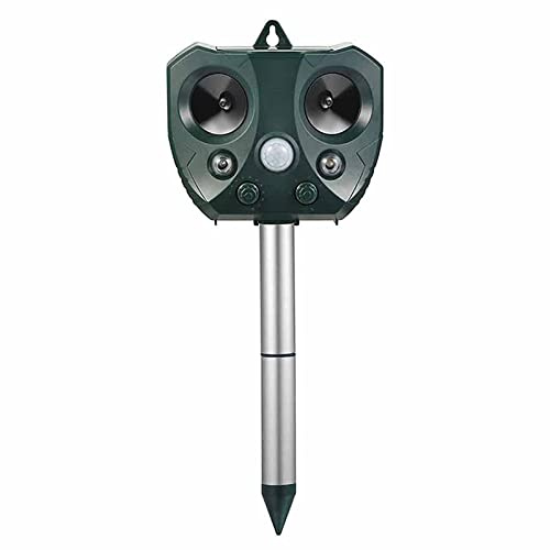 DHQDHQ RéPulsif à Ultrasons Solaire pour Animaux D'ExtéRieur avec Capteur De Mouvement, RéPulsif à L'éPreuve De La Pluie avec LumièRe Clignotante, pour Verger De Ferme De Jardin,2-Speaker