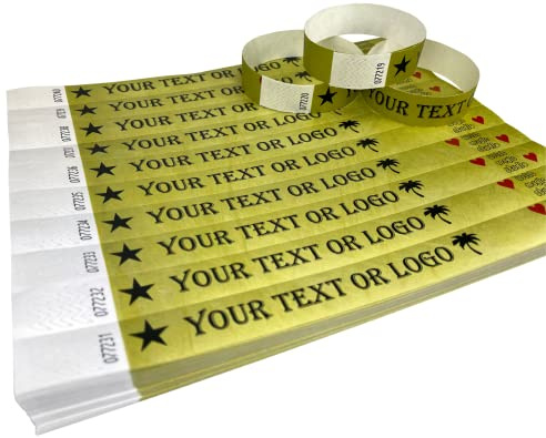 700 Gold Individuell Bedruckte Tyvek-Armbänder mit Ihrem Personalisierten Text/Logo für veranstaltungen, Partys, Festivals, ID