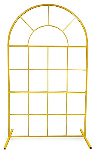 2M Hochzeitsbogen Gold Ballonbogen Traubogen Ballon Hochzeit Stander Tür Hochzeitszeremonie Blumenstand Metall Requisiten Bogen für Geburtstagsfeier, Gartendekoration