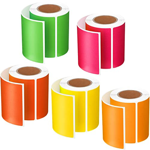 500 Pieces Rectangle Inventory Color Coding Labels 100 Per Roll Fluorescent Name Tag Stickers Thermal Printing Stickers (2 x 3 Inch,Fluorescent Color)