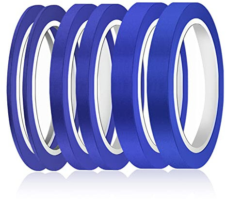 AIEX 6 Rouleaux Ruban Adhésif Couleur, 3/6/12,6 mm Large Ruban de Masquage Fine Line Ruban de Peintre for Automobile Voiture École Bureau Projets de Bricolage (bleu)