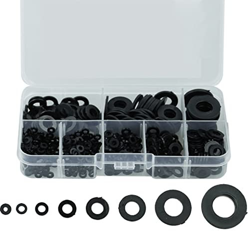 500 Pcs Nylon Washers, Plastic Flat O Ring Seals Assortment, Tap Sealing Gasket Washers for Plumbing, Mechanical Repair - M2/M2.5/M3/M4/M5/M6/M8/M10