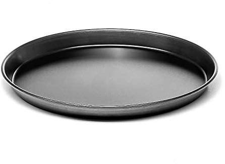 Forgast Forma Teglia per Pizza Rotonda 28 cm, Teglia Antiaderente Profesionale per Focacce, Quiche, Forno, Grigio, Cucina, Acciaio Bluesteel, Nero