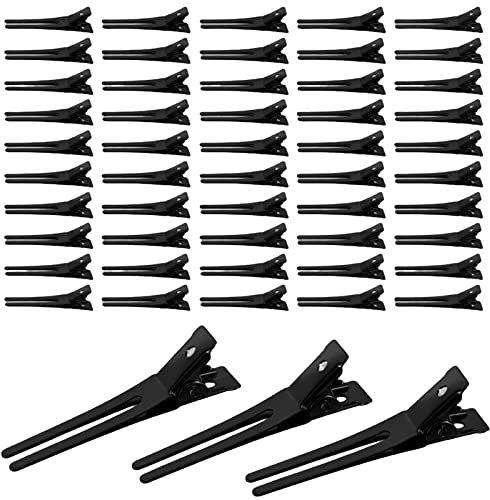 50 Piezas Pasador Pelo Metal Agarre, Clips de Pelo de Doble Punta, Cocodrilo Metal Pinza Pelo, para Producción de Peinados, Joyas El Cabello Bricolaje (Negro)