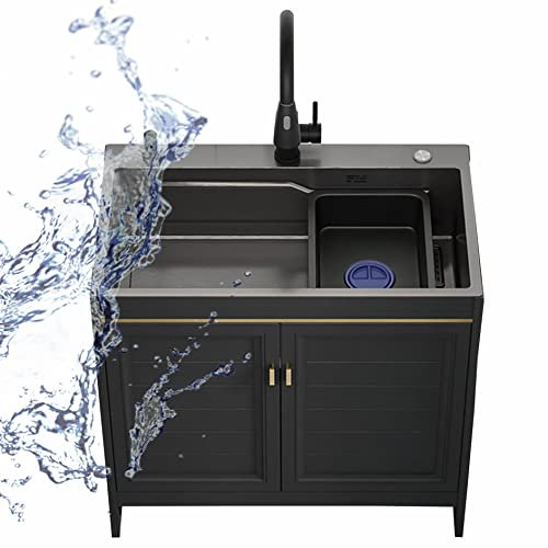 Mobiletto Sottolavello Cucina,Lavatoio in Acciaio Inox,Singola Lavello con Rubinetto,Lavelli Commerciale 1 Vasca Autoportante Professionale con Tubo Flessibile e Tappo di Scarico dell'Acqua ( Color :