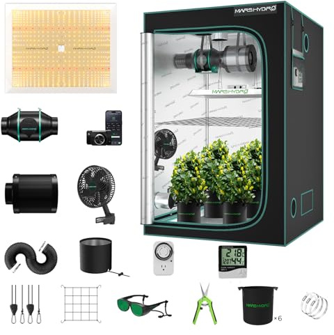 Mars Hydro TSW2000 Kit Culture Indoor Lampes De Croissance，1680d 120x120x200cm Tente De Culture ，Chambre De Culture Kit Complet ，Spectre Complet UV IR avec Kit De Filtre pour Ventilateur en Ligne 6