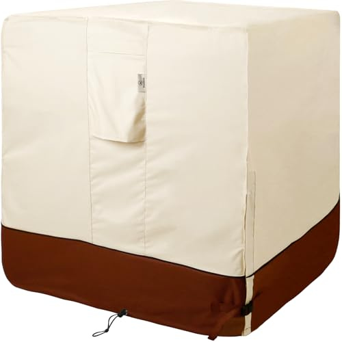 Westblue Air Conditioner Cover for Outside Units-Heavy Duty 600D AC Cover for Outside Unit Waterproof & Resistant AC Unit Covers Outdoor Central Square (​Honey & Mocha, 38x38x40 inches)