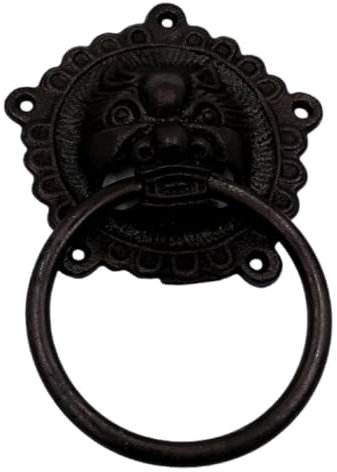 WAGLOS Antiker Gusseisen-Türklopfer, robuster Löwenkopf-Türklopfer für Haustür, Türgriff, Klassische Inneneinrichtung, Türklopfer