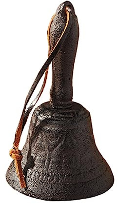 Cabilock Campana De Hierro Vintage Rústica 15 Cm Oxidada Manual Diseño Retro para Entrenamiento De Mascotas y Decoración Campestre