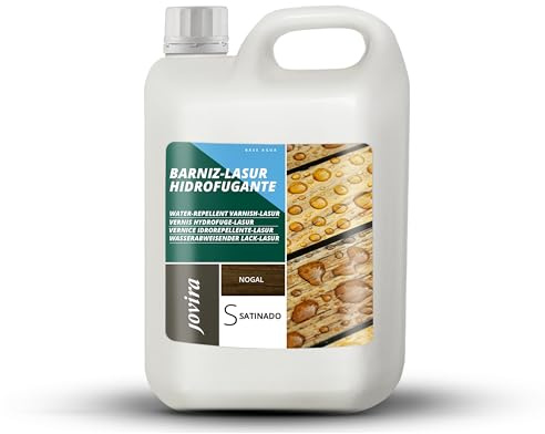 JOVIRA PINTURAS BARNIZ-LASUR Hidrofugante Protector Satinado al Agua | 2 L | Protege, decora y embellece todo tipo de madera con efecto perlado. (2 Litros, Nogal) I-33