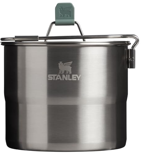 Stanley Wildfare Go Two Bowl Mess Kit | 8 st bärbar gryt- och kokkärl set | 1,25 qt rostfritt stål kruka med låshandtag, lock, 2 skålar & gaffel