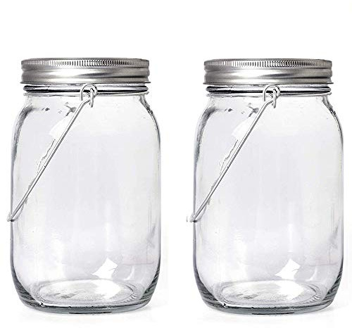 Jorft Solarleuchte Glas USB, 1000ml LED Solarglas Solarleuchten Im Einmachglas IP65 Wasserdichte Solarlampe Gartenleuchte Hängeleuchte Mason Jar Licht Außen Beleuchtung Dekolicht Solarlaterne