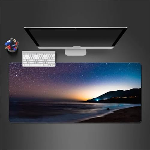 Mauspad XXL, 900x400x2mm Große Sternensonnenuntergang Gaming Mauspad, rutschfest Schreibtischunterlage, Waschbares Mousepad mit Vernähte Kanten für Gamer PC Maus und Tastatur