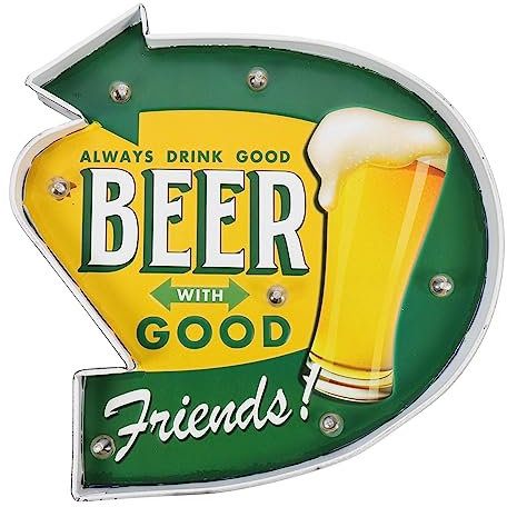 ULDIGI Retro Leuchtschild Bier Bar Dekoration Led Schild Aus Metall Vintage Wandbeleuchtung Für Männerhöhle Installieren Für Hausbar Und Partys