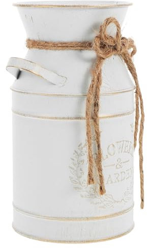 Amosfun Pot À Lait en Métal De Ferme Pichet À Fleurs Vintage Galvanisé avec Poignée Pichet À Fleurs Rustique pour Armoires De Cuisine Décoration De À Coucher