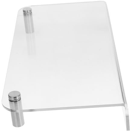 TINEASUR Support D'écran De Bureau En Acrylique Et Métal Pour Ordinateur Portable, Rehausseur Compact 40x20x5 Cm, Accessoire Moniteur Ergonomique Pour Espace De Travail Organisé, Couleur Transparente