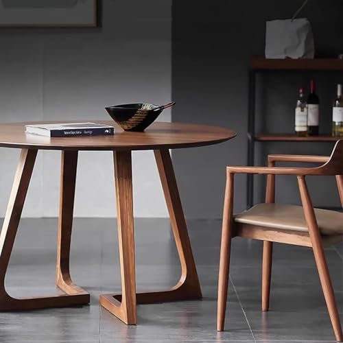 SAYEYBU Table à Manger en Noyer Moderne du Milieu du SièCle, Table Ronde avec Base à Double, Table Basse en Bois Massif, pour Petit Espace,A,60cm