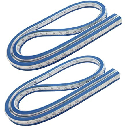 PLAFOPE 2stücke Flexibles Kurvenlineal Zum Nähen Gebogenes Lineal Mit Metallstreifen Biegsames Lineal Für Präzise Messungen Und Entwürfe Bei Kleidungsmodellen Und Quilträndern