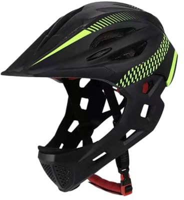 Baoblaze Casco da Bici per Bambini Casco da Ciclismo Attrezzatura Protettiva Resistenza agli Urti Casco Integrale Casco da Bicicletta per Arrampicata su Roccia, Nero Verde