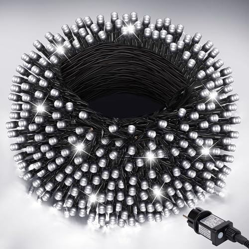 LED Lichterkette Außen, 10 m 100 LED Weihnachtsbaum Lichterkette, 8 Modi LED Lichterkette Innen mit Timing- und Speicherfunktion Für Weihnachten, Party, Hochzeit, Garten, Balkon Deko (Kaltweiß)