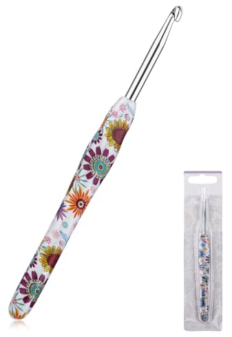 5 mm Häkelnadel, ergonomischer Griff, weicher Gummigriff, lange Häkelnadeln für Anfänger und Stricken, Häkelgarn, bequeme Stricknadeln für Handschuhe, Schal, Hüte