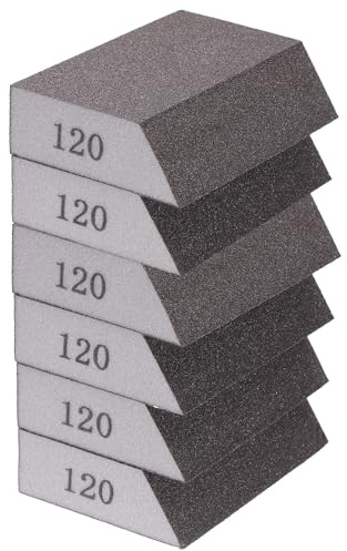 sourcing map 6pcs Sanding Sponge Blocks 120# (400-500 Grit) Sanding Sponge with Angled Edge 4x2.8x1, Washable and Reusable Foam Sanding Block for Polishing Kitchen Metal Wood Drywall Home