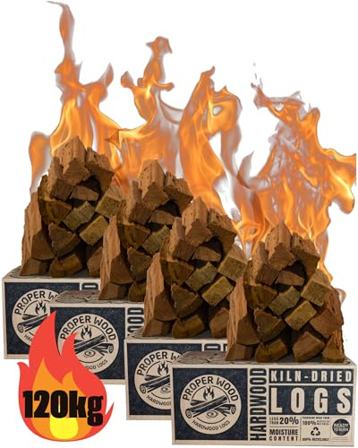 Proper Wood Kiln Dried Hardwood Logs 120kg | Ready to Burn | Bulk kiln dried hardwood, under 20% moisture | Ready to Burn certified | Best value for heavy winter use