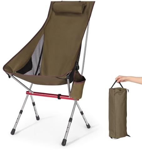 jianyana Camping Chair, Lightweight Fishing Chair Folding Camping Chair for Adults, Extra Wide Seat, Cup Holders Adjustable Seat Height for Outdoors, Fishing, Beach, Garden,100KG Capacity