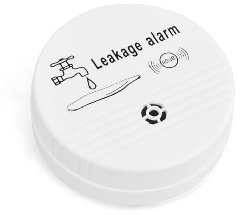Wassermelder, 90dB ABS-Kunststoff Wassersensor, Weiß Smart Wassermelder, Sirene Kabelloser Sensor Wasserstand für Badezimmer, Waschküche, Küche, Keller, Lieferung mit 9V Batterie - 1 Stück