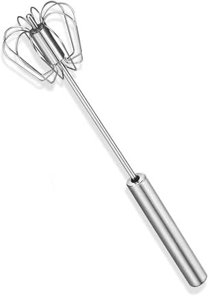 Bamyli Fouet Semi-Automatique en Acier Inoxydable, Fouet à Main Batteur Rotatif Push Mélangeur Fouet pour la Cuisine pour Fouetter (Petit 25cm/10 Pouces)