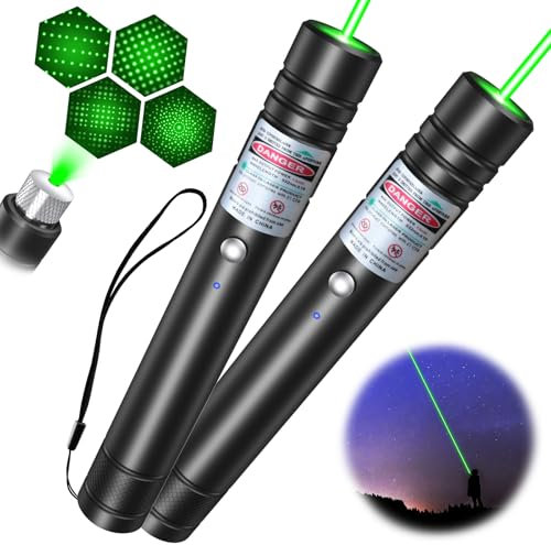 LETEAPII Taschenlampe mit grünem Strahl, lange Reichweite, wiederaufladbar, über USB aufladbar, taktische Taschenlampen mit Sternkappe, verstellbar für TV/LED/LCD-Bildschirme, Präsentationen