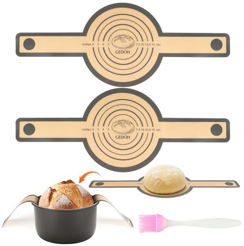 2 stycken silikonbakmattor för holländsk ugn, silikonmatta, bakning med långa handtag, bakunderlägg, silikon med 3 skrapor och 1 kryddborste, non-stick återanvändbar bakmatta bröd för kex deg