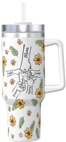 Vaso personalizado de acero inoxidable de 40 onzas, regalo de taza de regalo con nombre personalizado, efecto inflado 3D, taza de café de cumpleaños, día de San Valentín, regalo para mamá, abuela, día