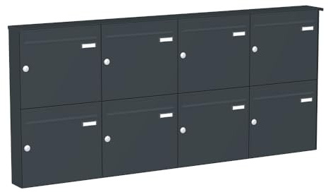 KNOBLOCH Briefkastenanlage | Aufputz | 8-Fach | Anthrazit RAL 7016 | senkrecht | optional 2. Namensschild & 3 Schlüssel