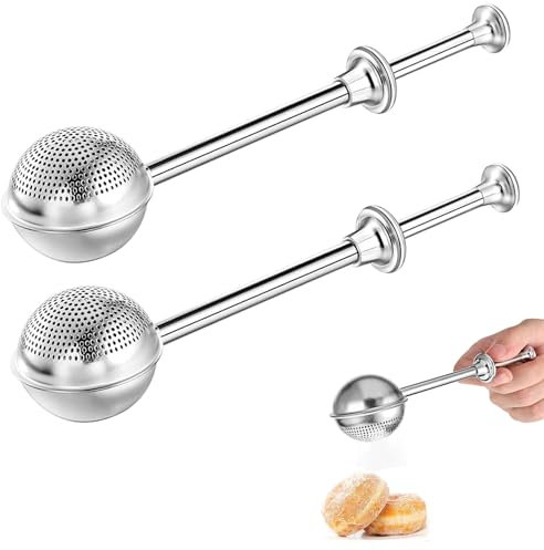 2 Pcs Flour Sifter, 304 Stainless Steel Small Strainer Fine Flour Duster, Flour Shaker, Flour Duster, Flour Sifter for Baking, Flour Sieve, for Baking, Sifting Sugar, Flour, Spices, and Herbs