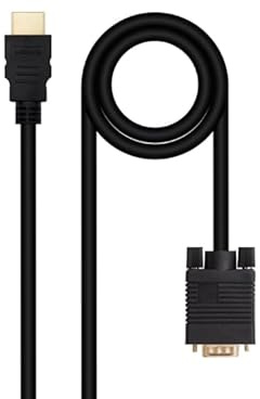 Watio Wave Convertidor - conversor HDMI a VGA de 1.8 m, compatible con dispositivos HDMI, cable en color negro, ideal para conectar proyectores y monitores.*