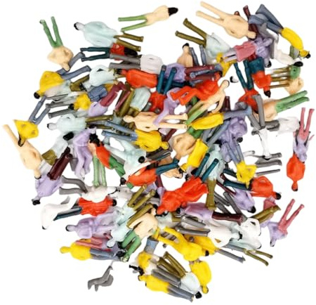 100 Stück Menschen Figuren im Maßstab 1:75 - Mini Modelleisenbahn, Architektur, Plastik Menschen, Winzige Puppenhaus - Bemalte Stehende und Sitzende Spielfiguren für Miniaturszenen
