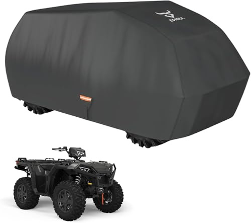 EVRBUL Strapazierfähige 420D ATV-Abdeckung, winddicht, 240 cm L x 127 cm B x 117 cm H, kompatibel mit Can-Am Polaris, Suzuki, Honda, Allwetter-, wasser- und staubdichte Allradabdeckung