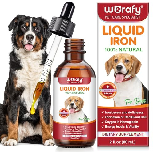 Flüssiges Eisen Ergänzungen für Hunde,LiquiI Eisen Tropfen mit Folat VC und B12,Unterstützt Anämie, niedrige Enerie-Spiegel und Lethargie,Fördert Blutgesundheit, hilft Bildung von roten Blutkörperchen