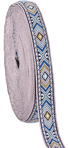 PH PandaHall 10 Yards Jacquard Band 3/4 Zoll(18mm) Blauer Gebroder Ribbon Ethnische Stil Ribbon Boho Stoff Für Nähen Riemen Gürtel Kragen Kopfband