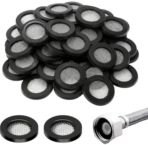 JRYXDS 50 Pièces Joint Torique Joint Pomme De Douche Filet Filtre En Acier Inoxydable Joint Rondelle En Caoutchouc Avec 40 Maille Pour 1/2 Pouces Têtes De Douche