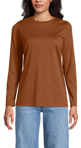 Lands' End - Women’s Long Sleeve Crew Neck T-Shirt - 100% Supima Cotton Jersey - Long Sleeves - Easy Care - Relaxed Fit - Ladies Tops, Women's Clothing