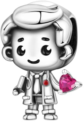 PANPOKI Family Herz Charakter Charm Perlen 925 Sterling Silber – Nurse, Mutter Tochter, Schwestern, Kleiner Junge, Kleines Mädchen Anhänger für Charm Armbänder