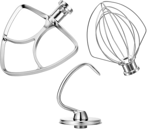 Accessoires for robot pâtissier (3 pièces) : batteur plat, crochet pétrisseur et fouet. Convient aux bols de 4,5 à litres
