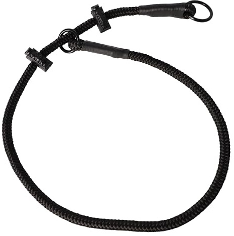 Dingo Gear Trainingshalsband für Hunde, Größe L, Full Black | Handgefertigt, Robuste geflochtene Polypropylenleine, Mit zwei Stoppern, S04079
