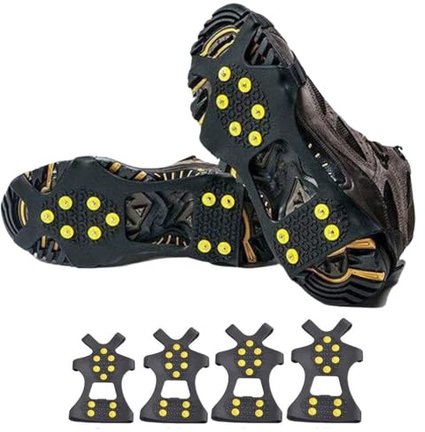 Anti Rutsch Schuhspikes für Schuhe Winter mit Edelstahl Zähnen als Steigeisen für Glatteis, Schnee und Eis. Ideal für Wandern, Trekking und Joggen. Universell für Damen und Herren in Größe 36-45